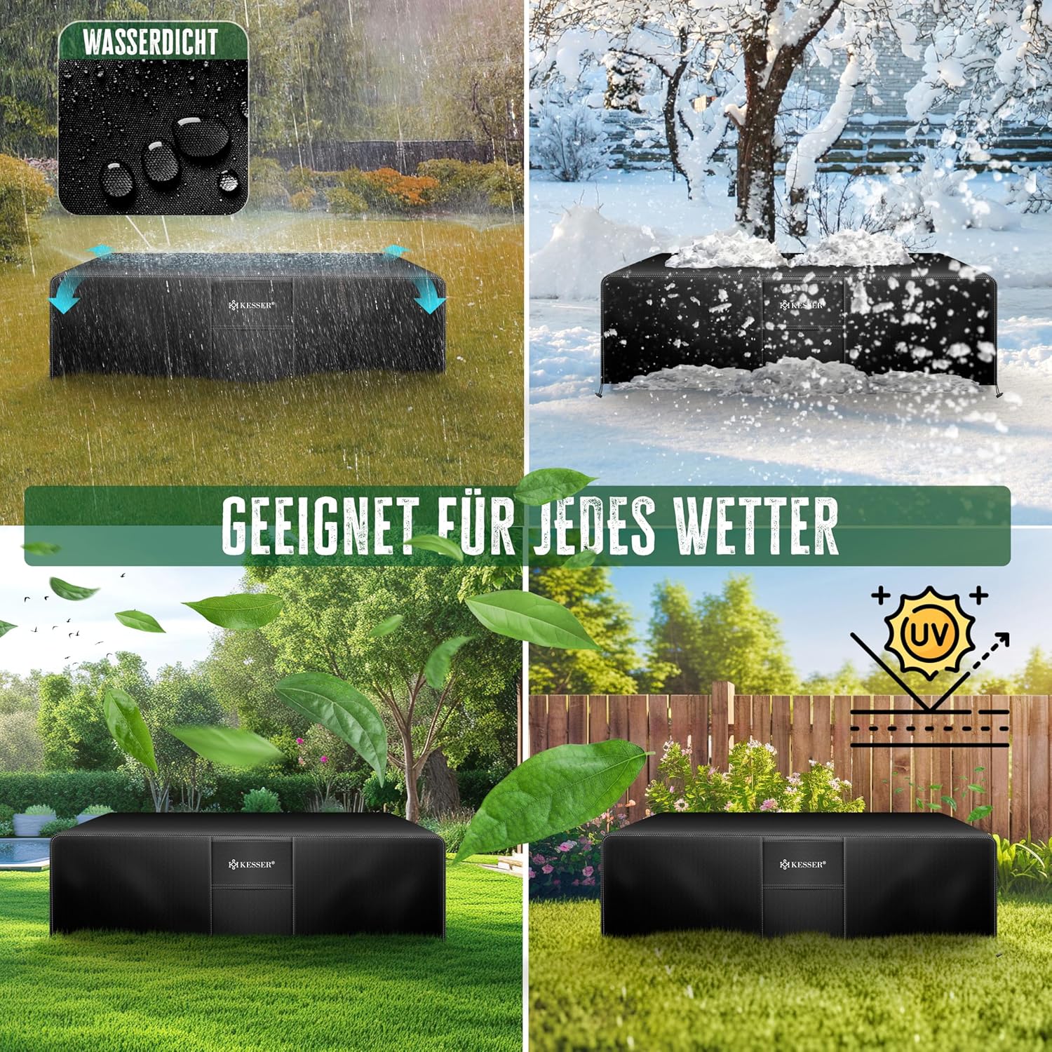 KESSER® Gartenmöbelabdeckung 242x162cm, 420D Oxford, UV- & wasserdicht, windfest, winterfest