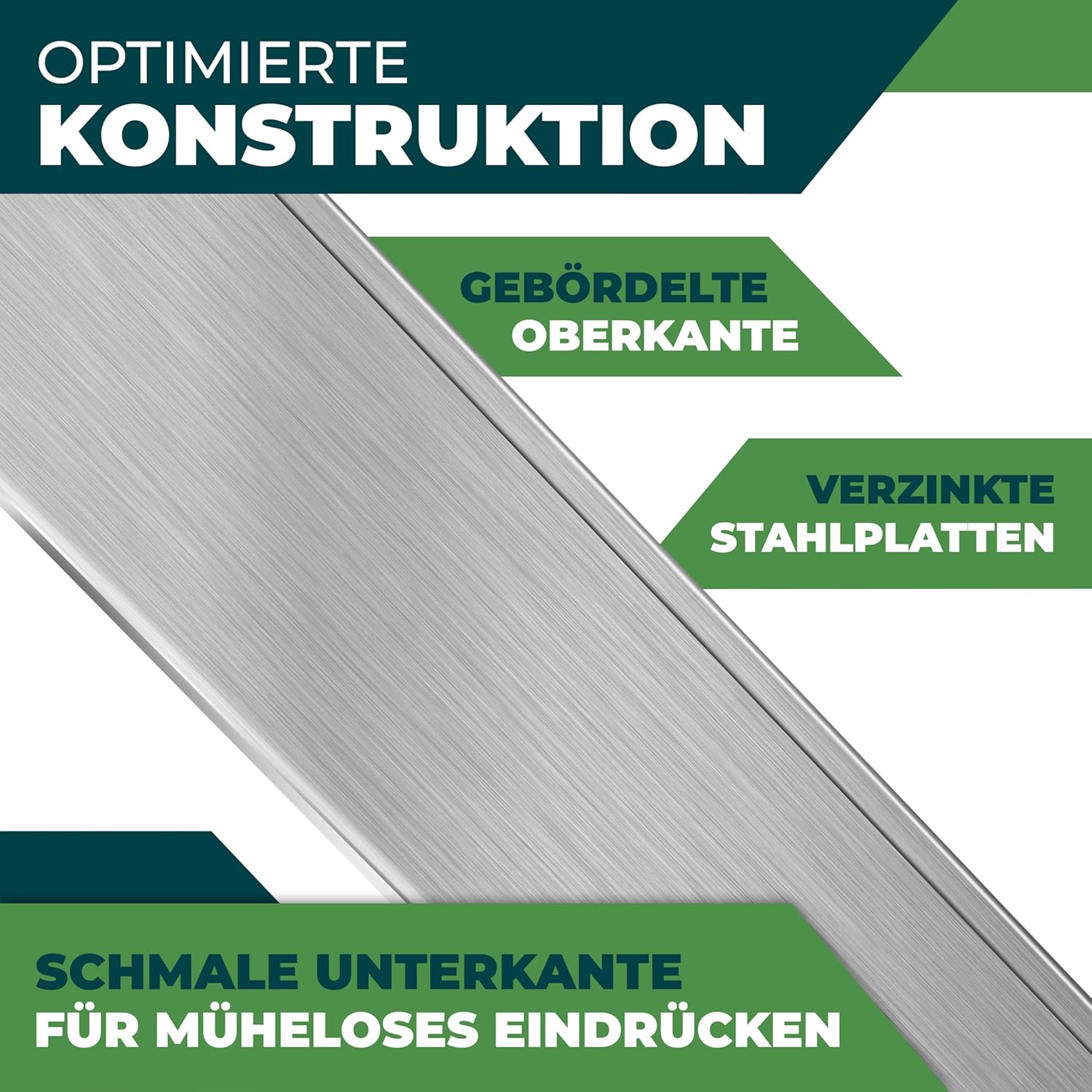 KESSER® Gartenrandschutz Metall‑Palisade 5‑50 m, 100 × 14/18 cm, Mähkante