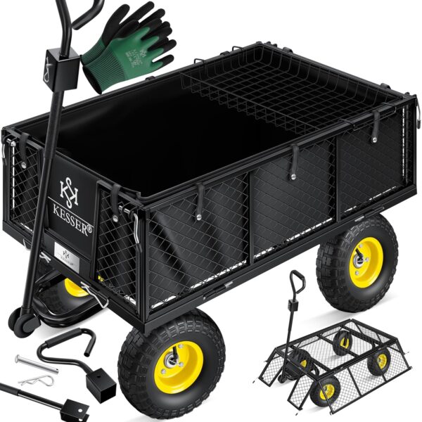 KESSER® Gartenwagen 700 kg Tragfähigkeit, abnehmbare Planen, pneumatischer Reifen
