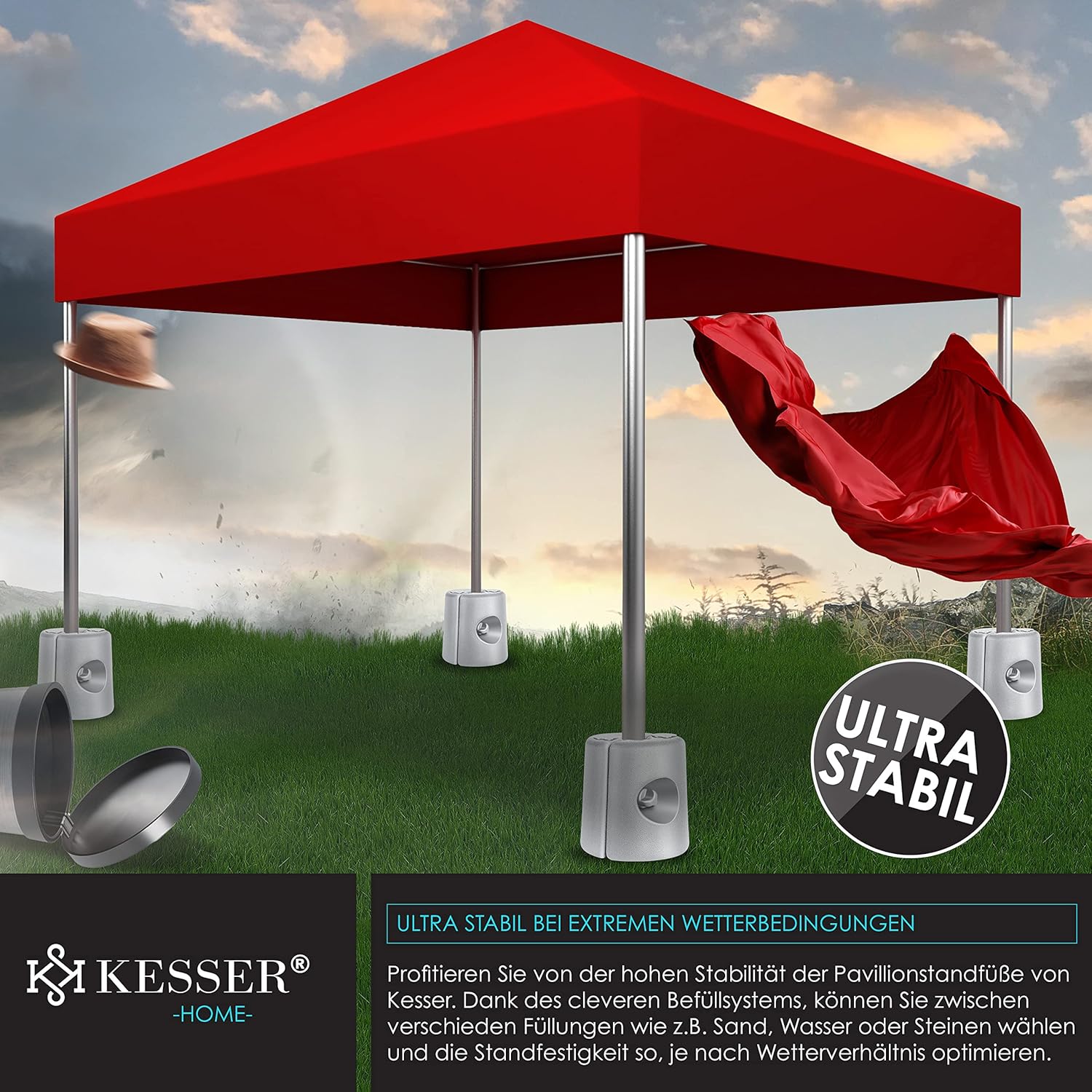 KESSER® Gazebo Feet, stabile Gewichte mit Wasser/Sandfüllung, 22x22x25 cm, HDPE