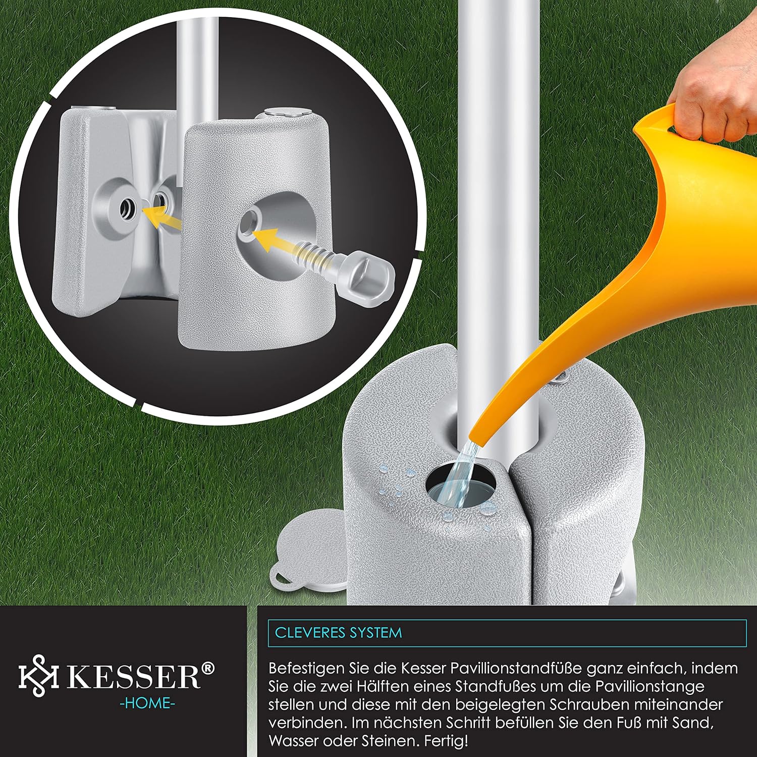 KESSER® Gazebo Feet, stabile Gewichte mit Wasser/Sandfüllung, 22x22x25 cm, HDPE