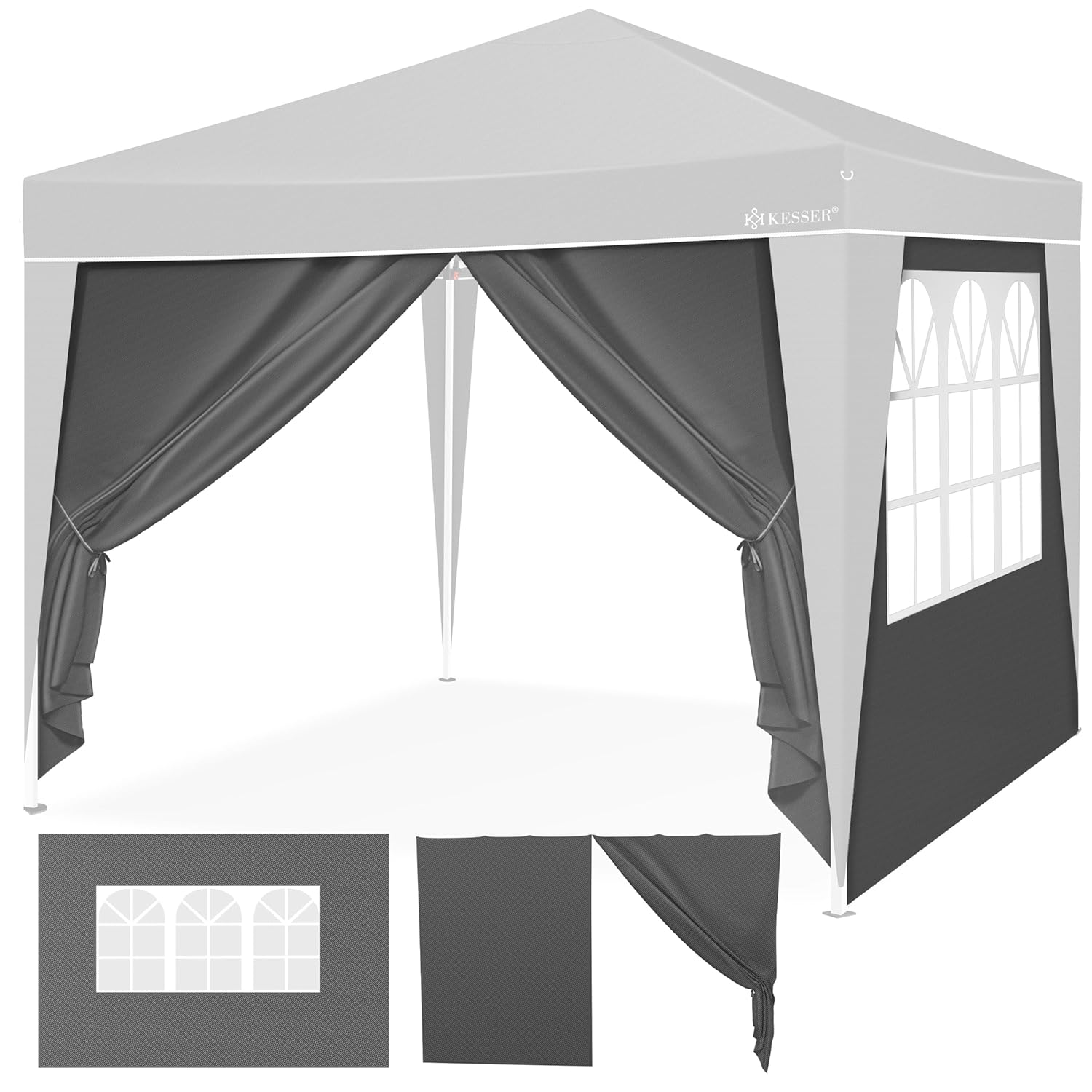 KESSER® Gazebo-Seitenwände 3x3 m, 2 x, faltbar, transparent, wetterfest