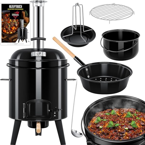 KESSER Goulash‑Kessel 17 l, emailliert, Grill‑ und Ofenfunktion
