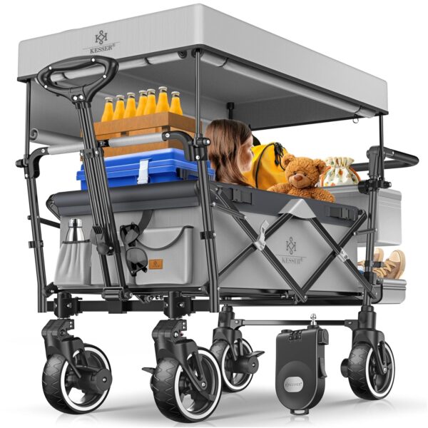 KESSER GTS‑9100 Klappbarer Handcart 150 kg, Hartgummi‑Räder, Front‑ und Hinterparkbremsen