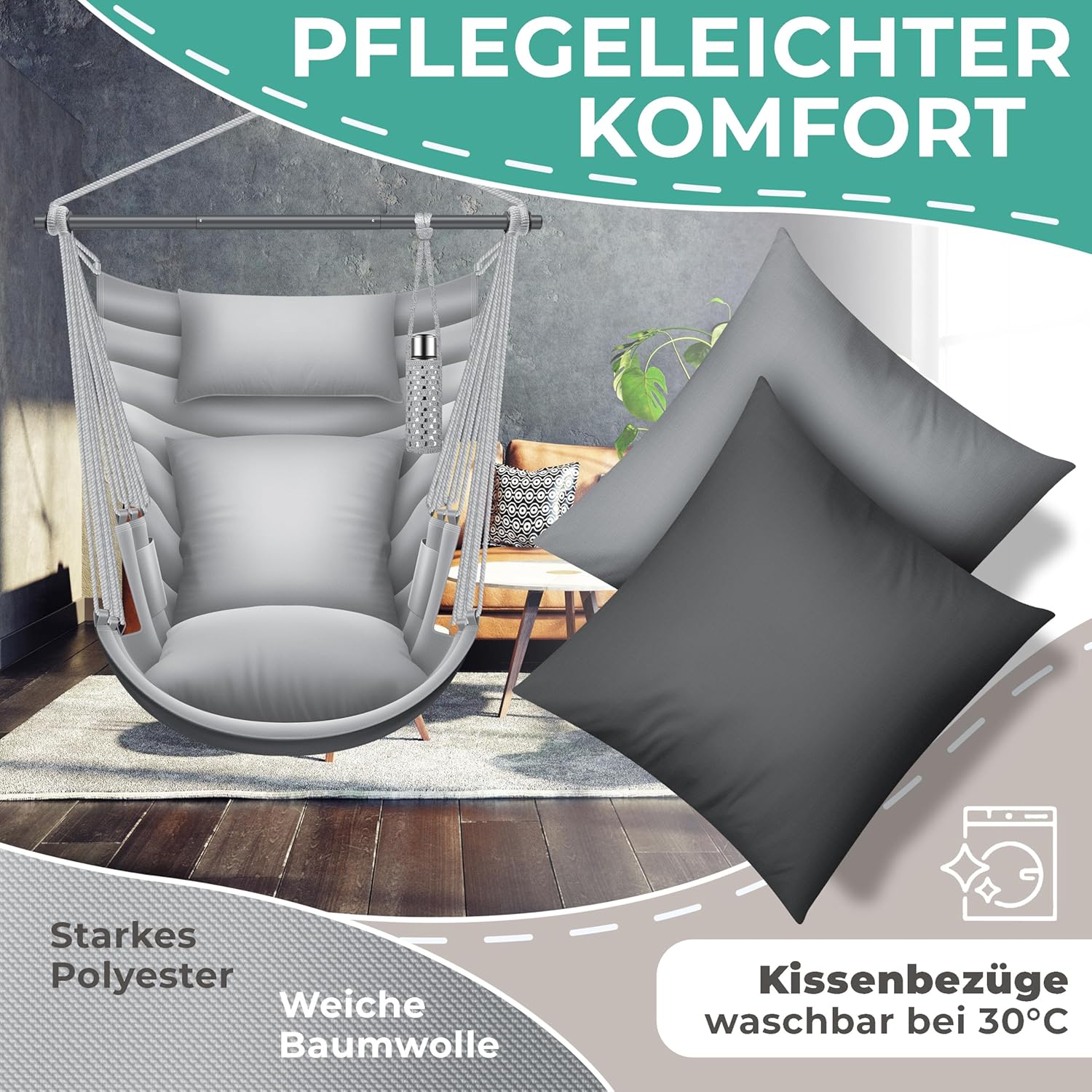 KESSER® Haiti Hängesessel 150 kg, 360° Drehung, UV‑beständig & wasserdicht