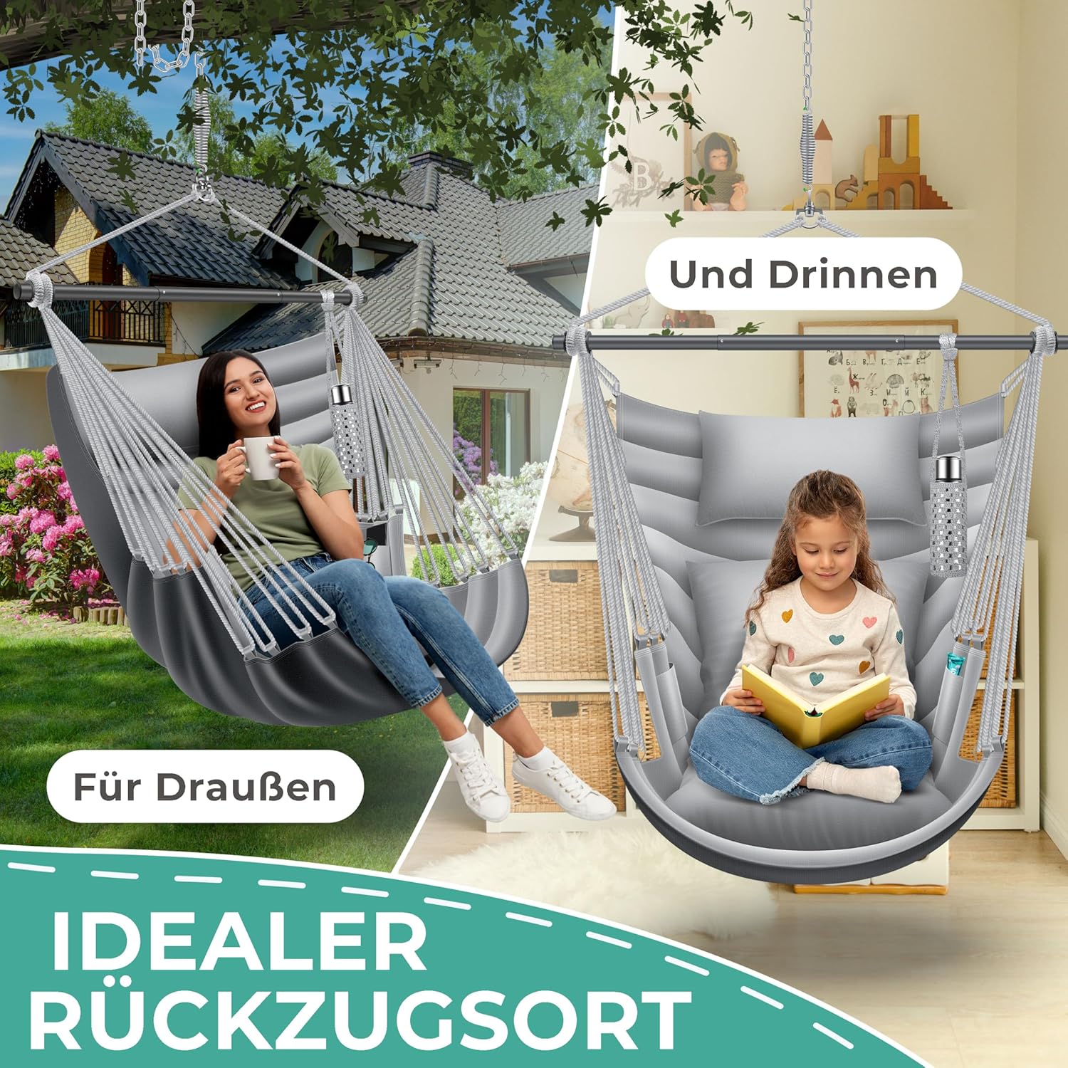KESSER® Haiti Hängesessel 150 kg, 360° Drehung, UV‑beständig & wasserdicht