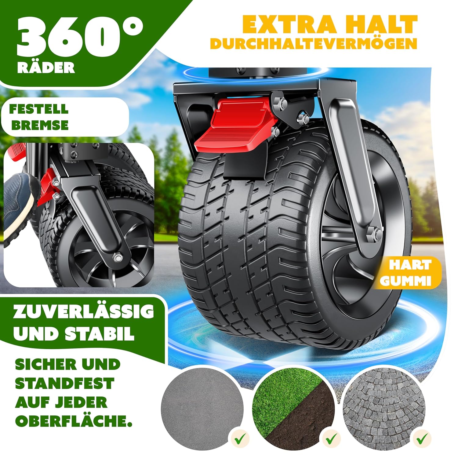KESSER Handcart GTR9000 – 200 kg, 300 L, faltbar, 360°‑Räder, wetterfest