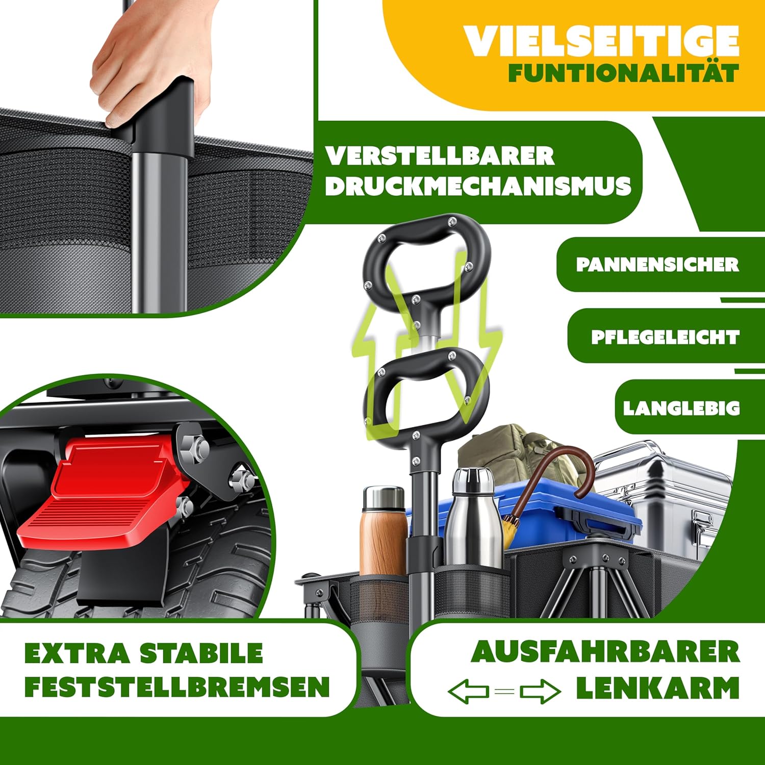 KESSER Handcart GTR9000 – 200 kg, 300 L, faltbar, 360°‑Räder, wetterfest