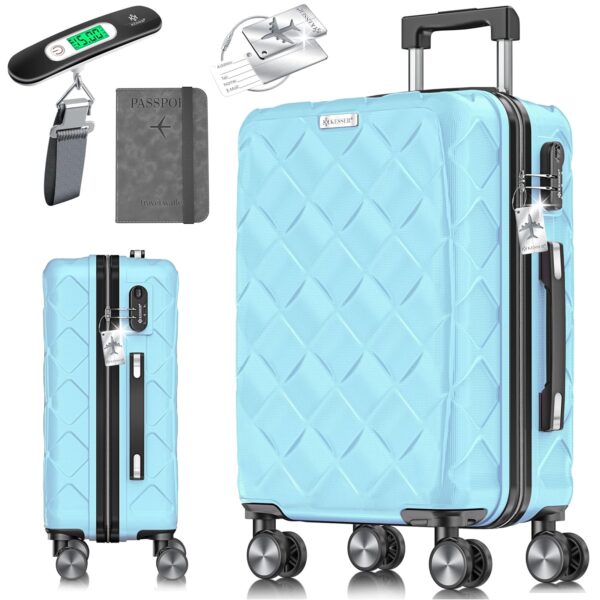 KESSER® Handgepäckkoffer ABS, Kombi-Schloss, 360° Rollen, Waage & Geldbörse