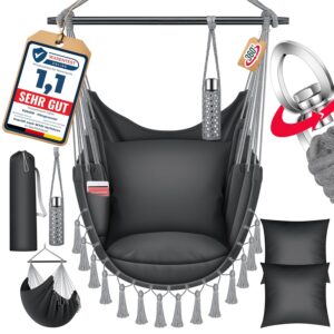 Kesser® Hängesessel Safari XXL 2 Polster Getränkehalter & Buchfach bis 150 kg