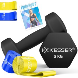 KESSER Hantelset 2kg‑5kg, gefärbt, Neopren, Hexagon, Heimtraining