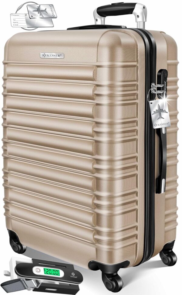 KESSER Hard-Shell Reisekoffer 4 Räder, Gewichtsmesser, Schloss, ABS, Schiehbalken