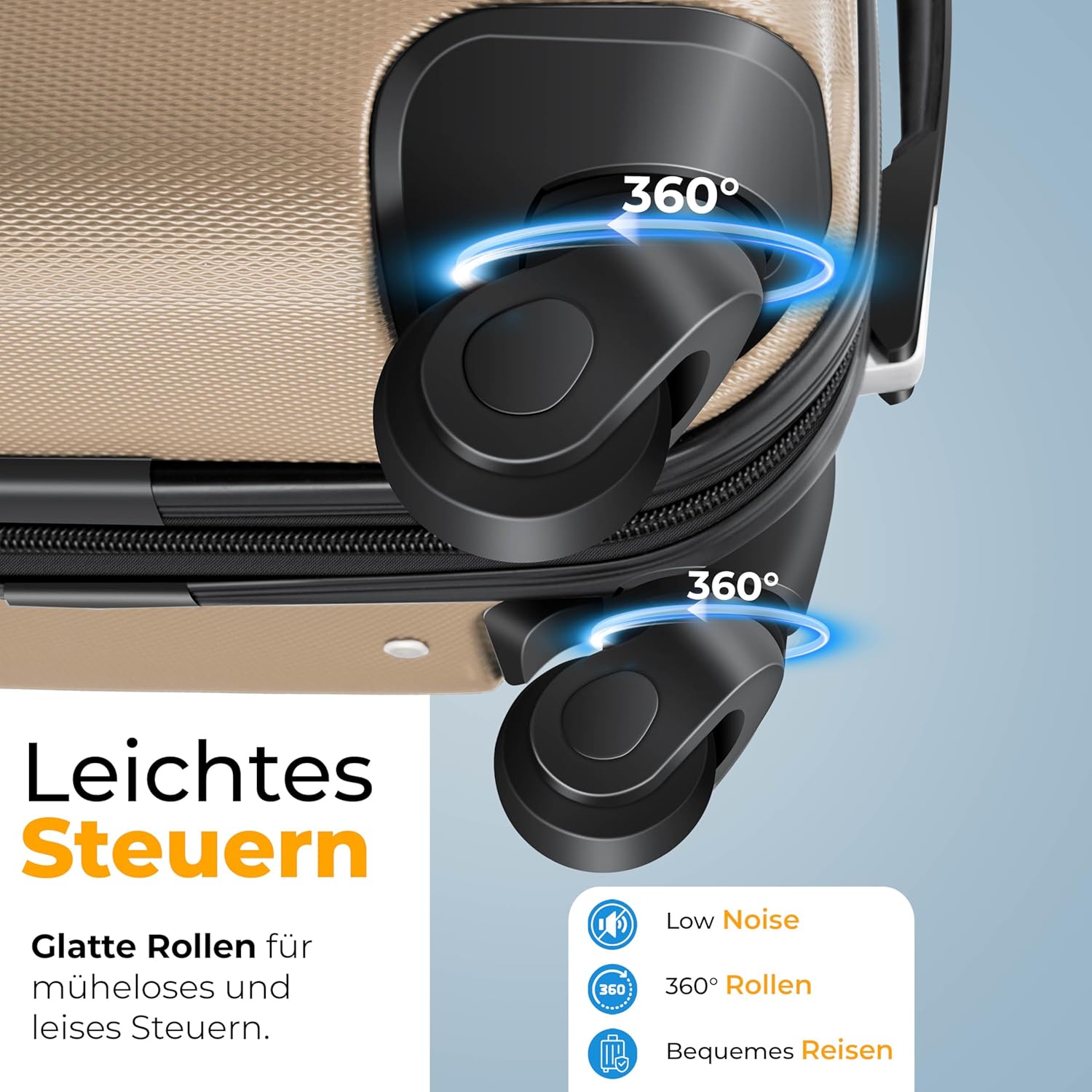 KESSER Hard-Shell Reisekoffer 4 Räder, Gewichtsmesser, Schloss, ABS, Schiehbalken