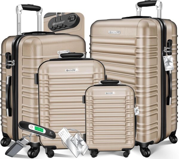 KESSER Hard‑Shell Trolley Koffer 4‑Stück, 4 Räder, Schloss, teleskop. Griff, S‑M‑L‑XL