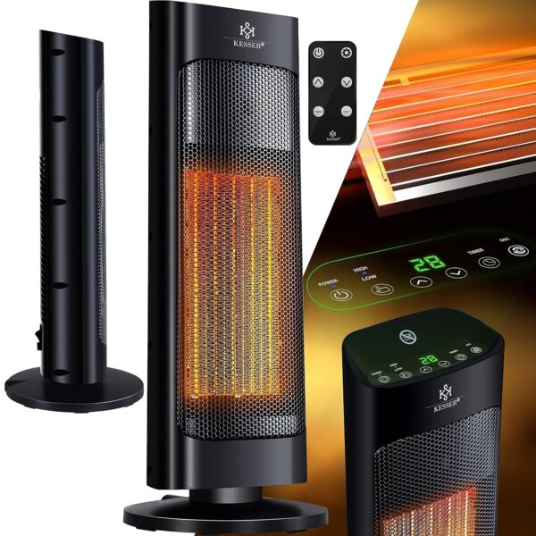 KESSER® Heizlüfter 2000W, Energiesparend, 15‑30°C, 80° Schwingung, Fernbedienung