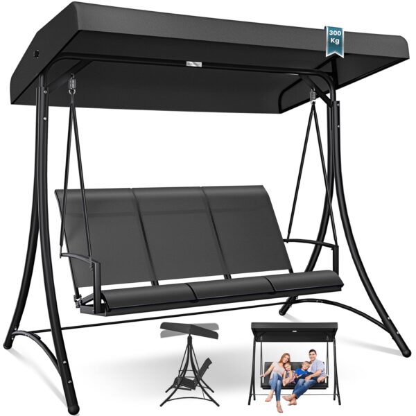 KESSER® Hollywood Swing Sonnendeck 3‑Sitzer 300 kg, rutschfeste Füße, wasserabweisend