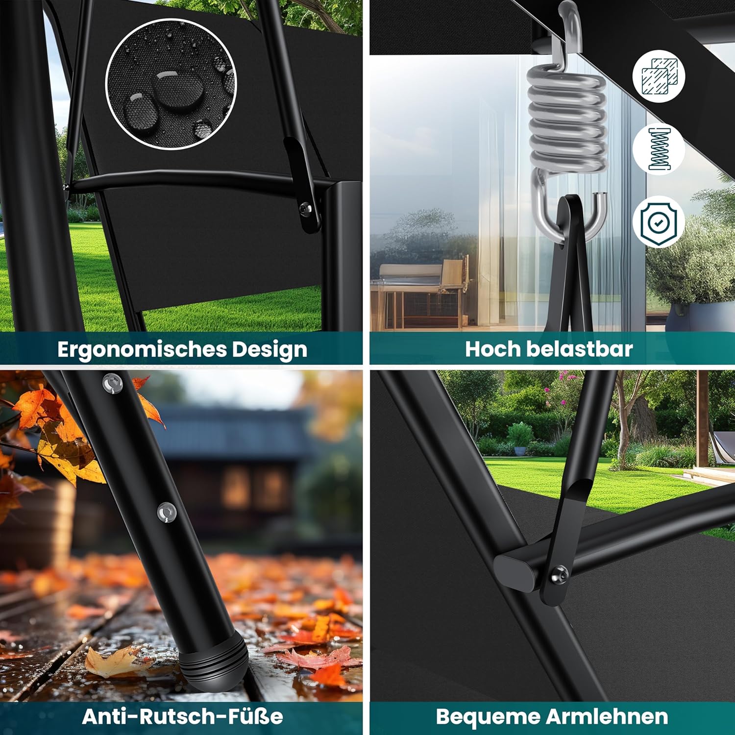 KESSER® Hollywood Swing Sonnendeck 3‑Sitzer 300 kg, rutschfeste Füße, wasserabweisend