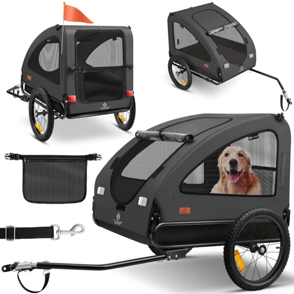 Kesser® Hundetransporter Boxer 2‑in‑1 Fahrradbuggy, 250 L, 45 kg, 600D Oxford, faltbar