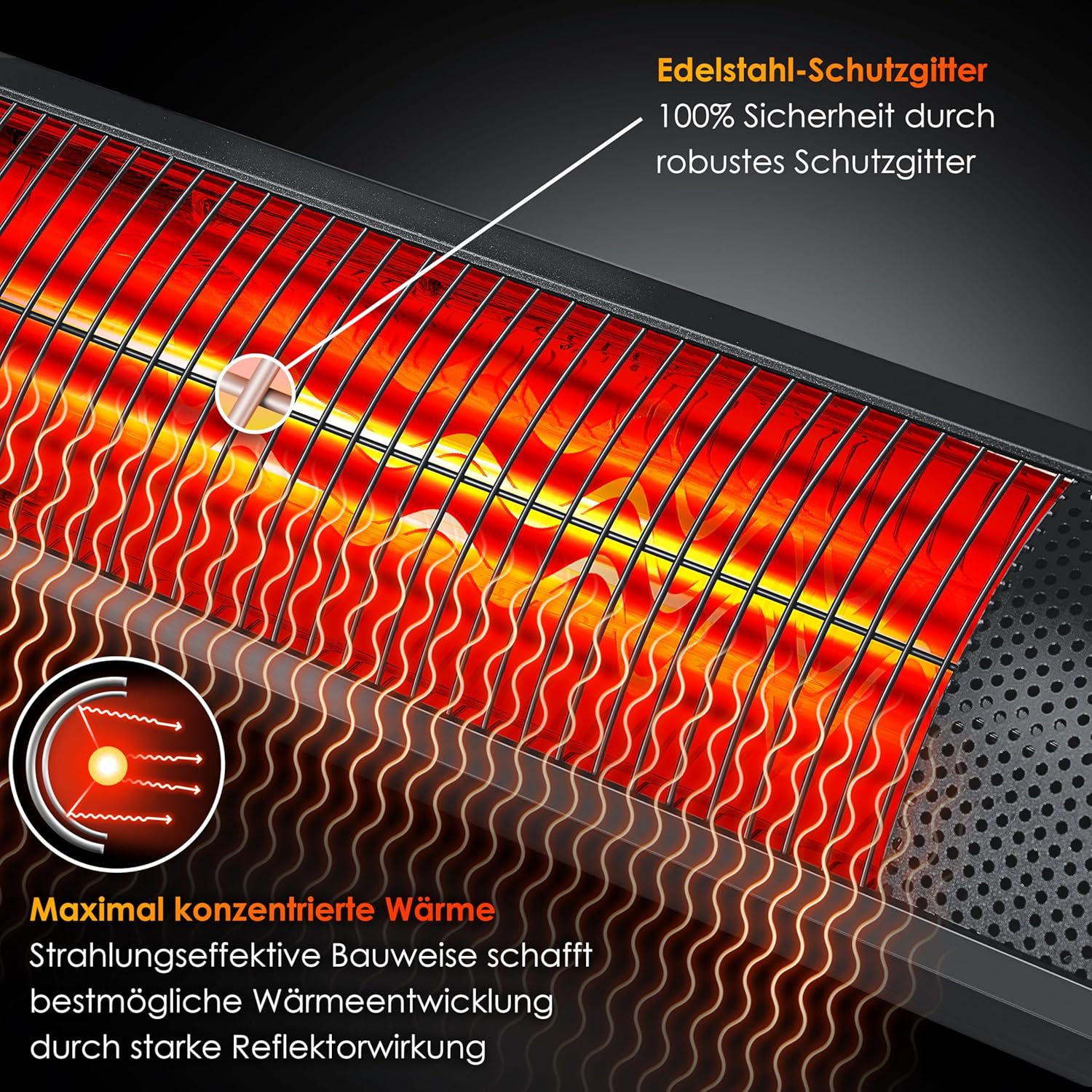 KESSER Infrarotheizung 3000 W WLAN Fernbedienung LED Licht Schutzabdeckung