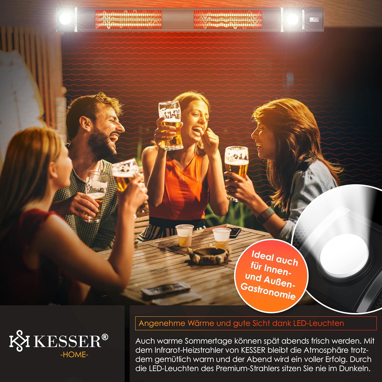 KESSER Infrarotheizung 3000 W WLAN Fernbedienung LED Licht Schutzabdeckung