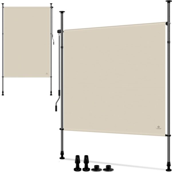 KESSER® Klammermarkise 150x310, verstellbar, blickdicht, bohrfrei, wasserdicht
