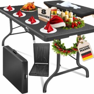 Kesser® Klapptisch 180x75 cm Rattan‑Look, 6 Sitzplätze, tragbar, für Garten, Balkon & Camping