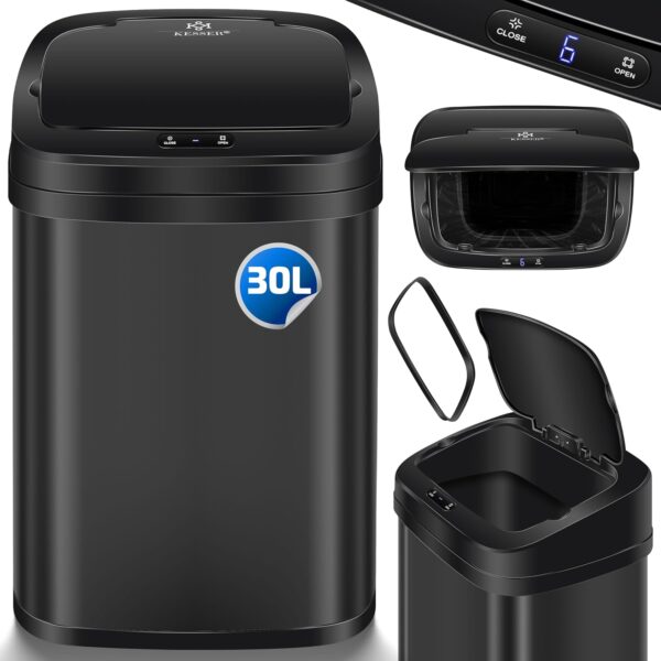 KESSER® Küchenmülleimer 30 L – Sensor, Soft‑Close, Touch‑Display, Edelstahl