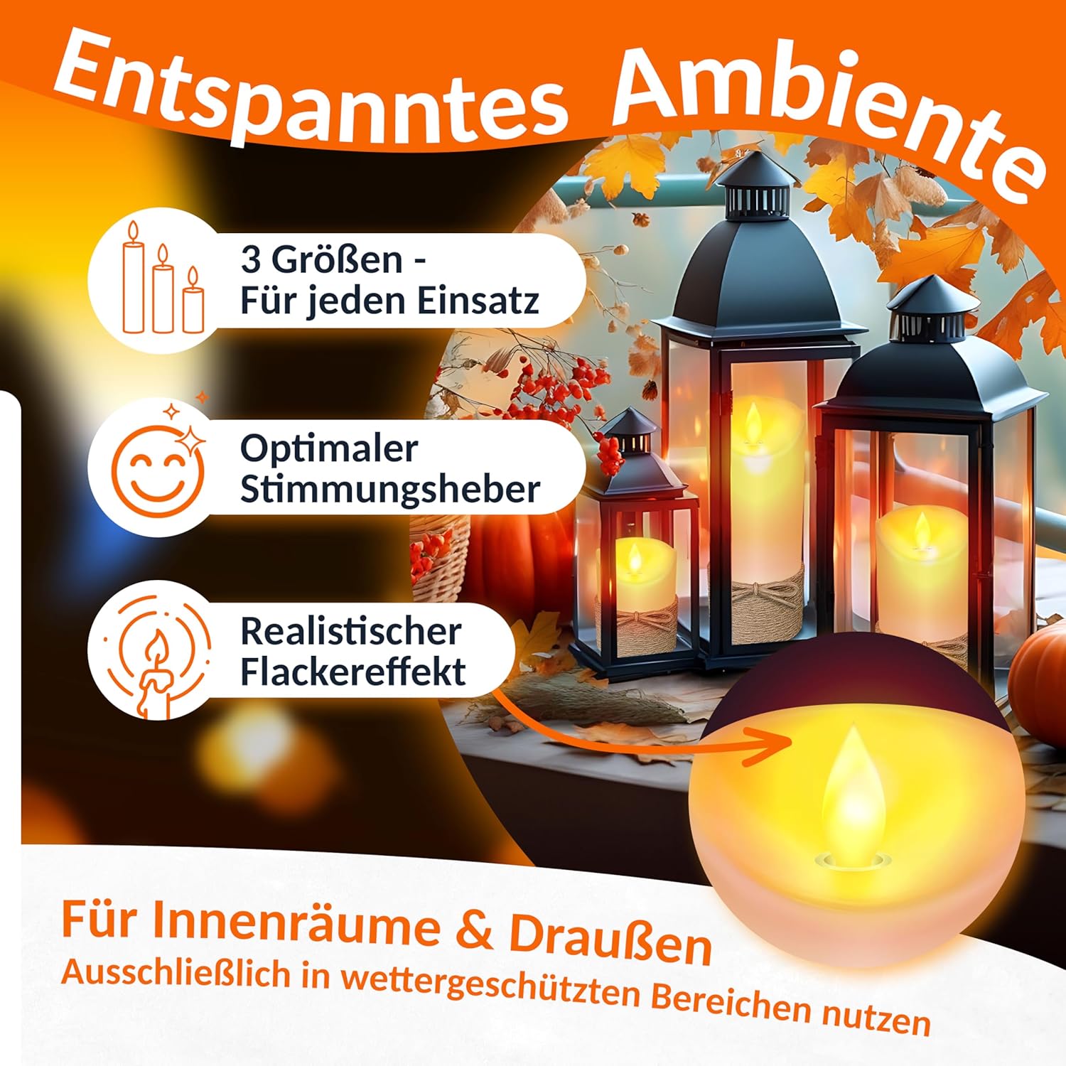 KESSER® LED Kerzen Set 3 Stück – Flameless, Fernbedienung, Timer, Dimmer, realistische LED‑Flamme