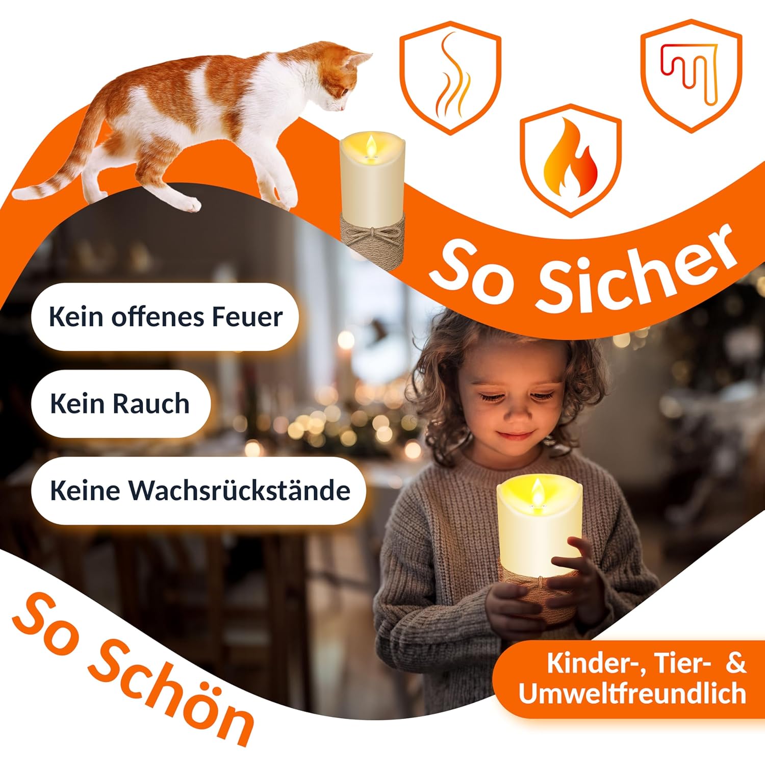 KESSER® LED Kerzen Set 3 Stück – Flameless, Fernbedienung, Timer, Dimmer, realistische LED‑Flamme