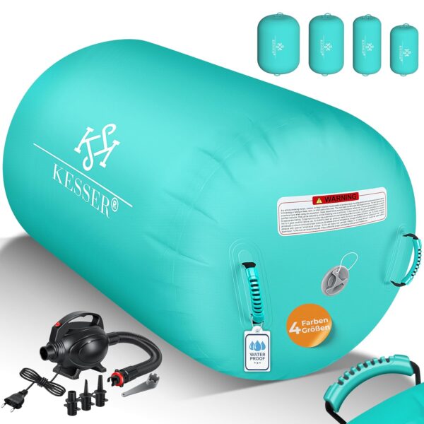 KESSER® Luftroll – tragbare Gymnastikmatte mit elektrischem Aufblasventilator & Tragetasche
