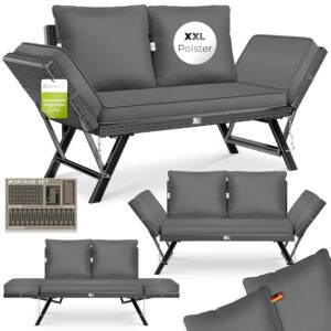 KESSER® Luna Polyrattan Gartenbank 4-in-1, verstellbar, wetterfest, Armlehnen