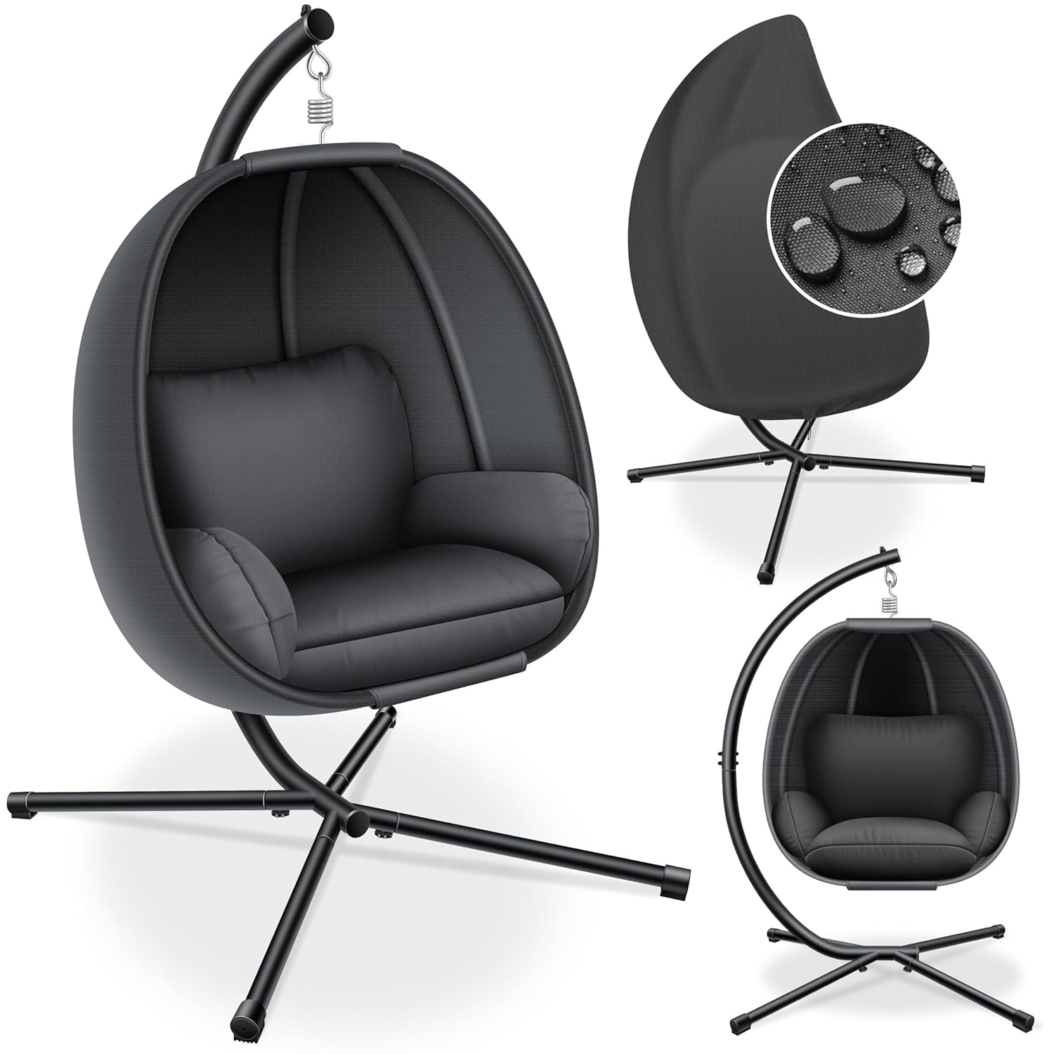 KESSER® Luxe Hängesessel mit Rahmen, weichem Sitz & Rücken, stabile Basis, 150 kg