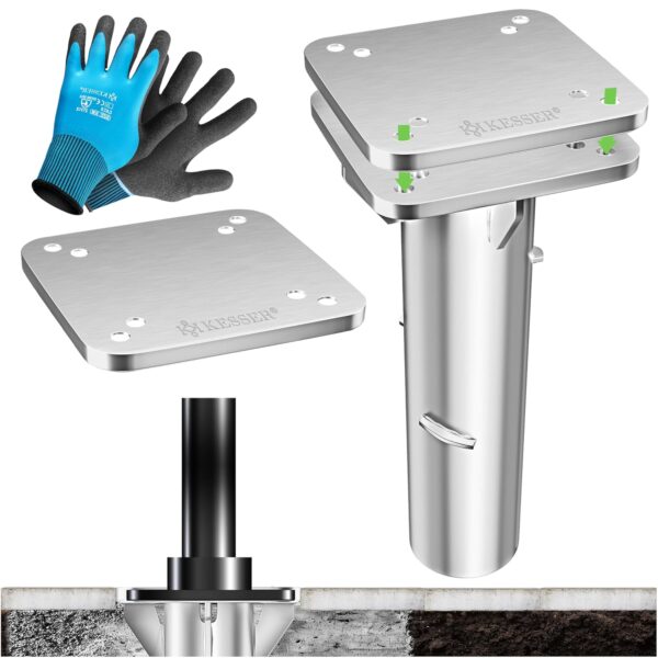 Kesser® Metall‑Stützplatte für Sonnenschirme – Universal, Bodenanker, silber