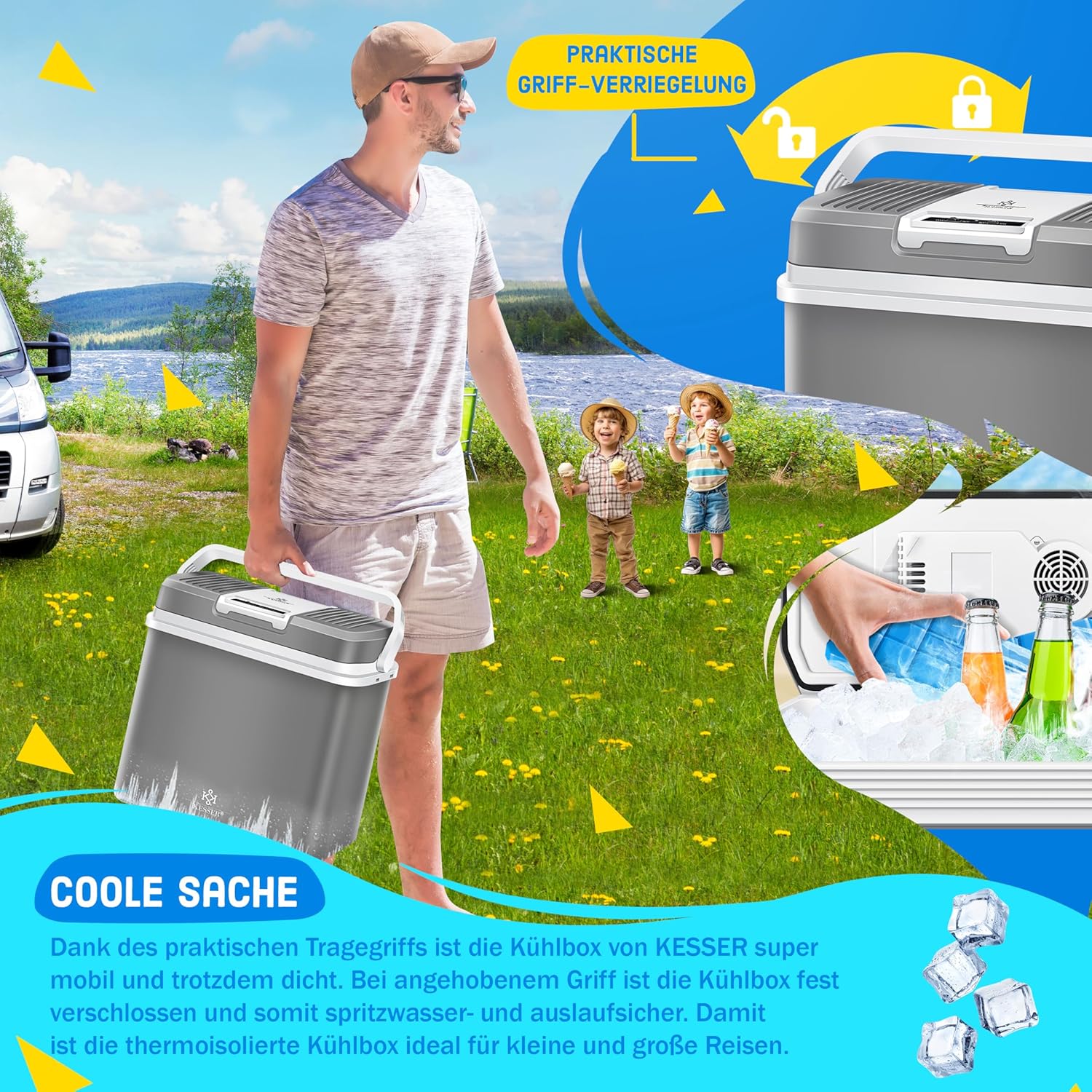 KESSER Mini‑Kühlschrank 24 L Dual‑Voltage 12 V/230 V, kühlt & wärmt, A+++