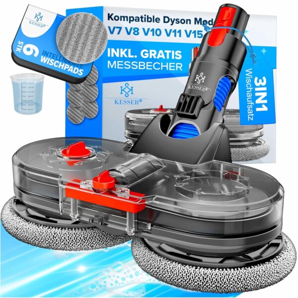 KESSER Mop Attachment für Dyson V7/V8/V10/V11/V15 – Wassertank, 6 waschbare Pads