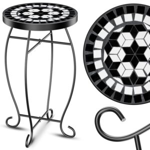 KESSER® Mosaik‑Bistrotisch – Metall & Stein, wetterfest, runde Sitzbank, 60×34 cm