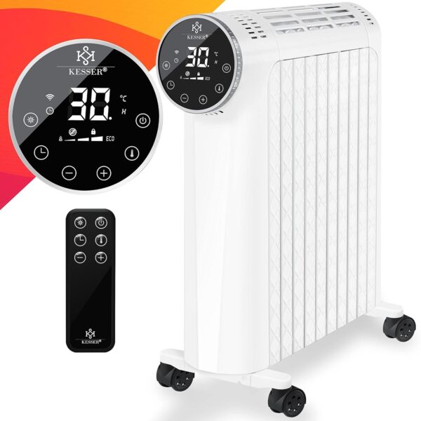 KESSER® Öl-Heizkörper 2500 W – WiFi, Touchscreen, Thermostat & 24h Timer
