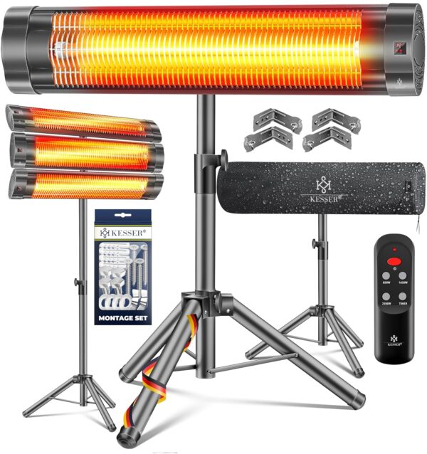 KESSER Patio-Heater 2500 W, Fernbedienung, verstellbarer Tripod, Schutzabdeckung