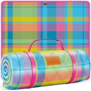 KESSER® Picknickdecke 200x200 cm, wasserdichte Unterseite, 3‑Lagen, Tragetasche