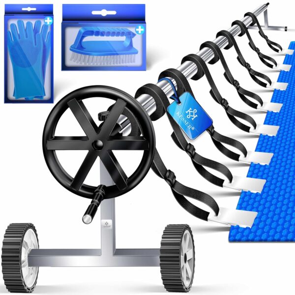 KESSER Pool Premium Reel System 3-5,70 m, mobile mit Rädern, wetterfestes Solar‑Tarp