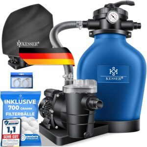 Kesser® Pool‑Sandfilter 10 m³/h 4‑Wege‑Ventil, einfache Steuerung, blau