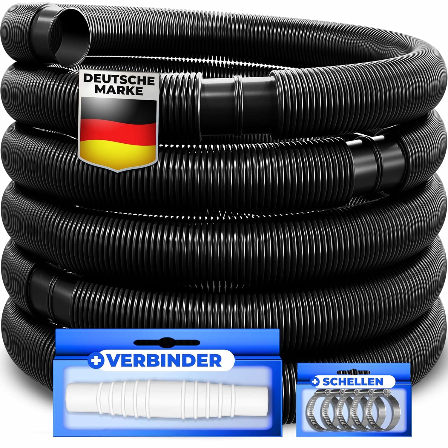 KESSER® Poolhose 6 m, 38 mm, Solar, Saug‑ und Pumpen, flexibel, schwarz