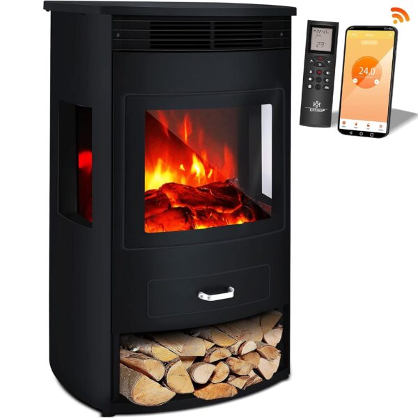 KESSER® Prio Elektrischer Kamin – Heizer, Lüfter, Fernbedienung, LED-Flammen