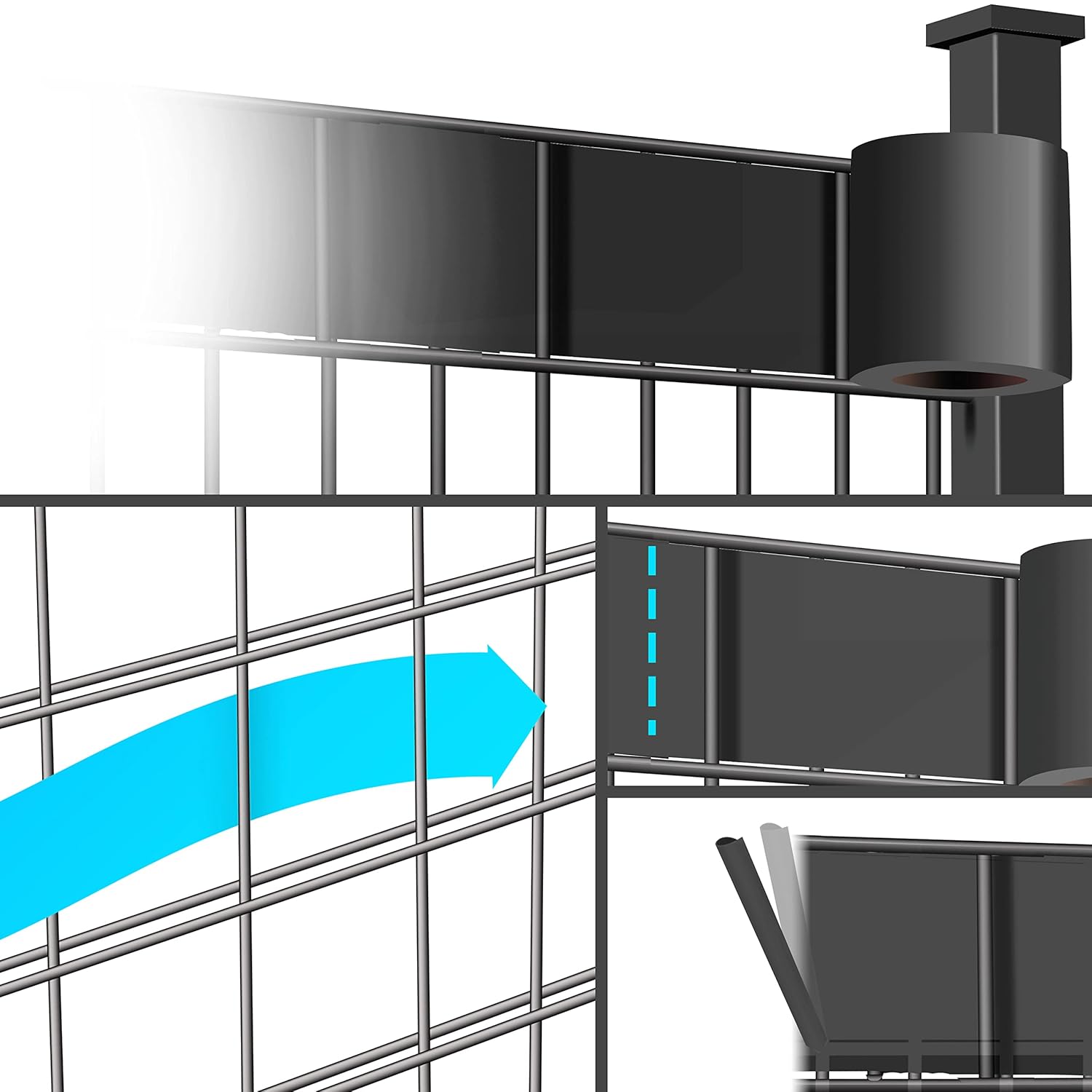 KESSER® Privatsphäre‑Filmschlaufen PVC, 70 m × 19 cm, wetterfest, winddicht, Doppelstab