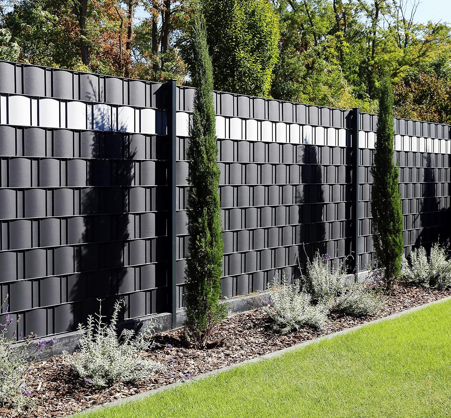 KESSER® Privatsphäre‑Filmschlaufen PVC, 70 m × 19 cm, wetterfest, winddicht, Doppelstab