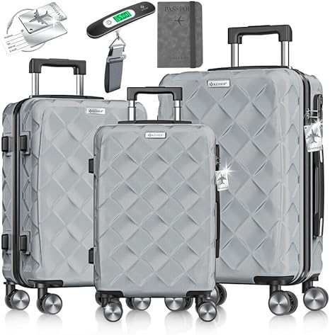 KESSER® Reisetasche Set 3 Stück: ABS Hartschale, 360° Räder, Kombo-Schloss