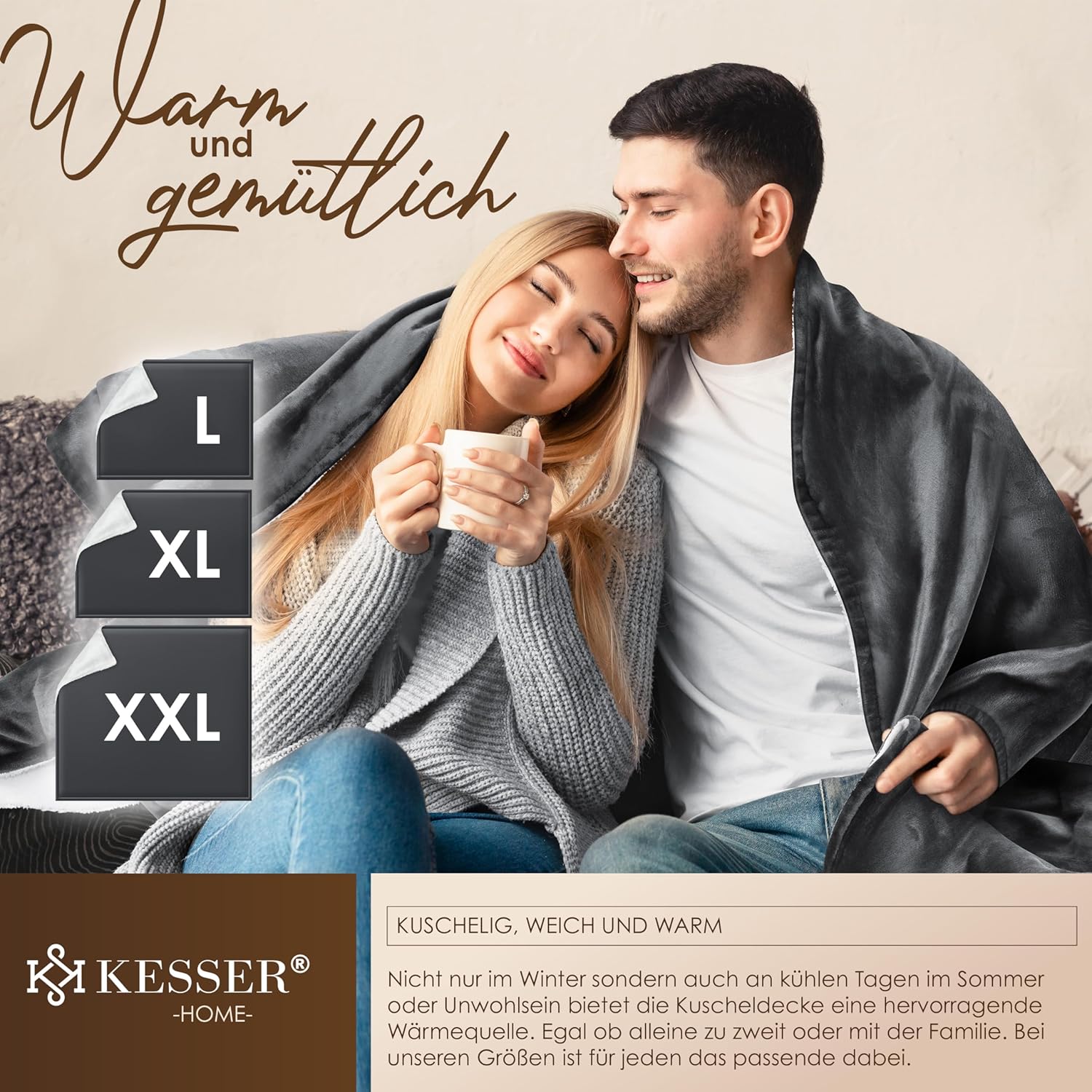 KESSER® Sherpa Decke – ultraweich, warm, faltenresistent