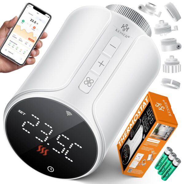 KESSER® Smart Thermostat 3 Stück WLAN, App‑Steuerung, Alexa/Google, 6 Heizkörper