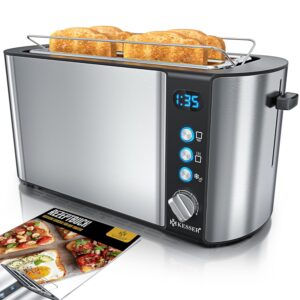 KESSER® Toaster 4 Scheiben, Brötchen-Anhänger, 6 Bräunungsstufen, Defrost/Reheat, Auto‑Abschaltung