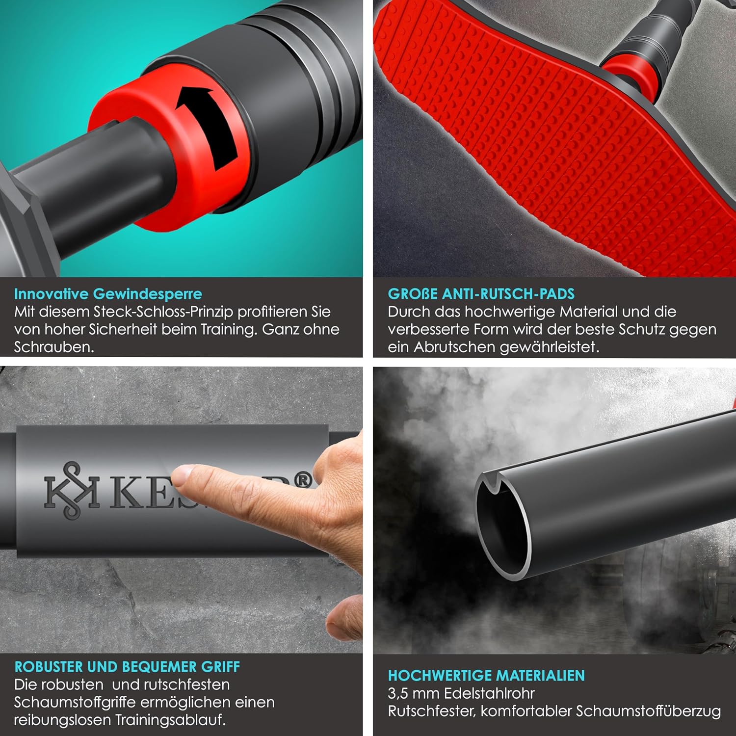 KESSER® Türrahmen Klimmzugstange, verstellbar 68‑106 cm, 300 kg, rutschfeste Griffe